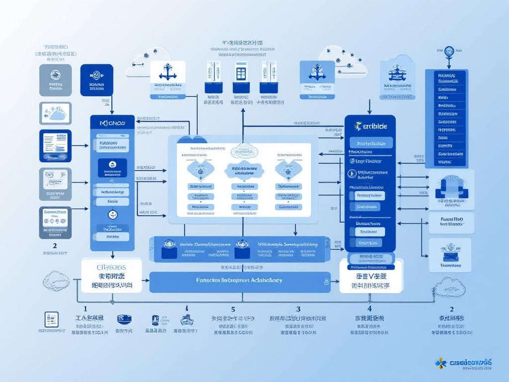 Detailed diagram illustrating CartoVibe's technology stack elements, including beacons, cloud infrastructure, and mobile application interface